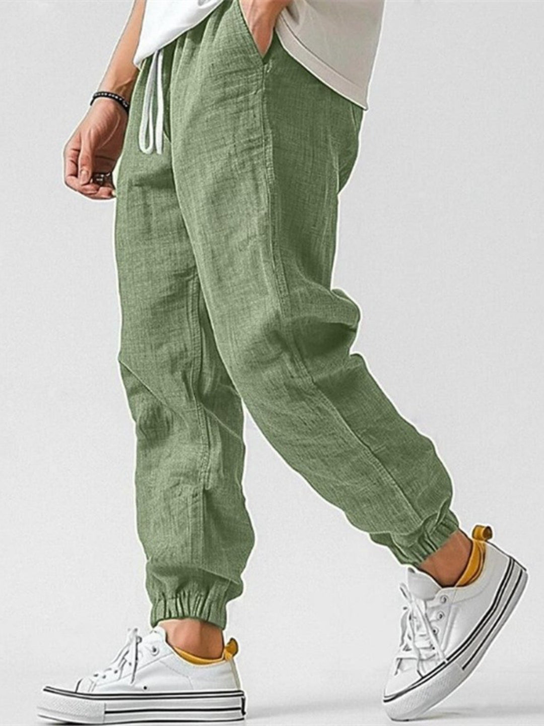 Men’s Linen-Blend Drawstring Joggers