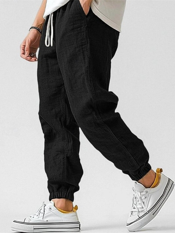Men’s Linen-Blend Drawstring Joggers
