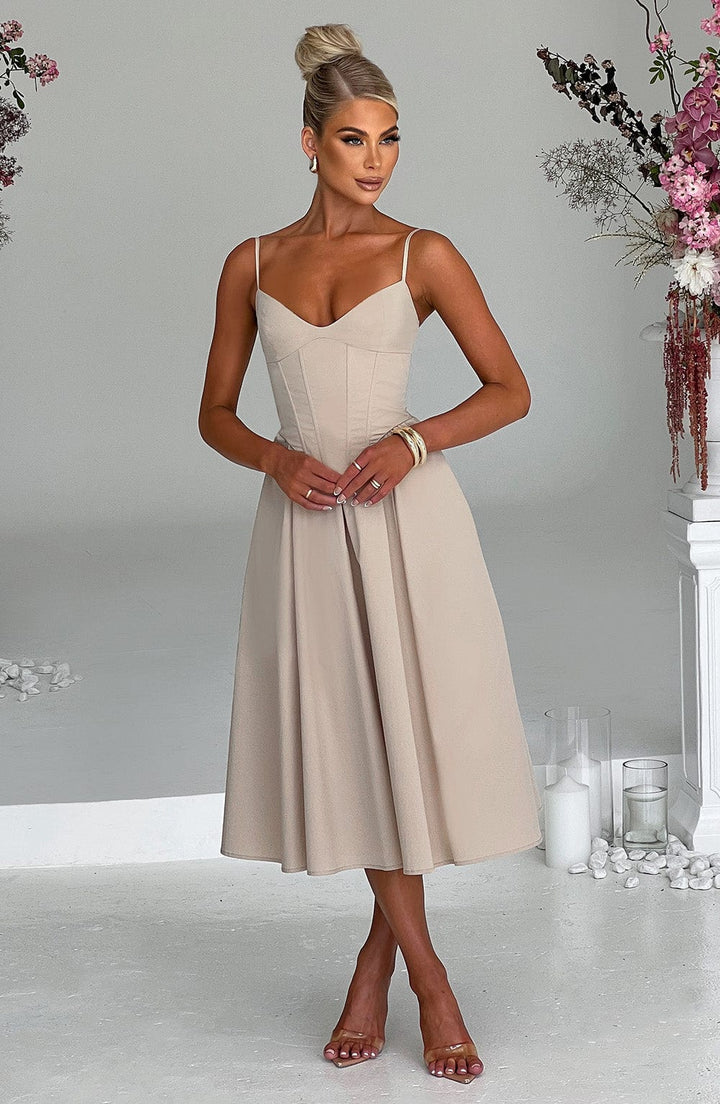 MAILEEN | Elegant Midi Dress in Corset Style
