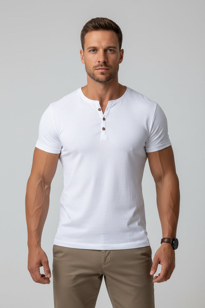 Men’s Henley T-Shirt - Muscle Fit