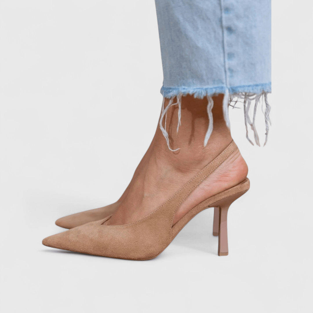 Women’s Suede Pointed-Toe Slingback Heels