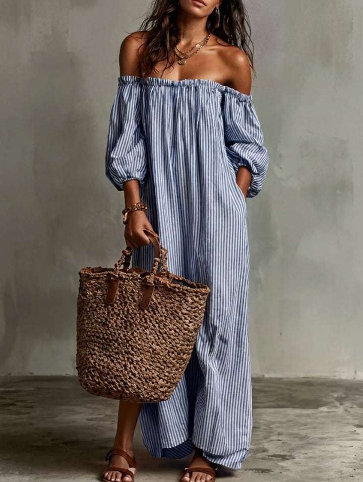 Elena | Long flowy dress with off-shoulder design