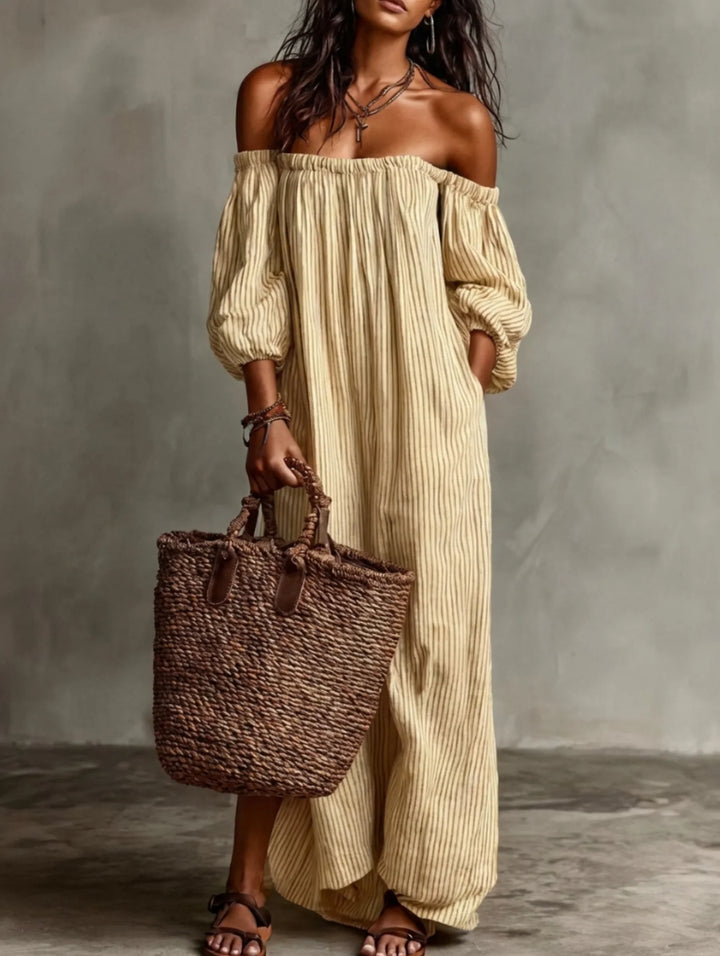 Elena | Long flowy dress with off-shoulder design