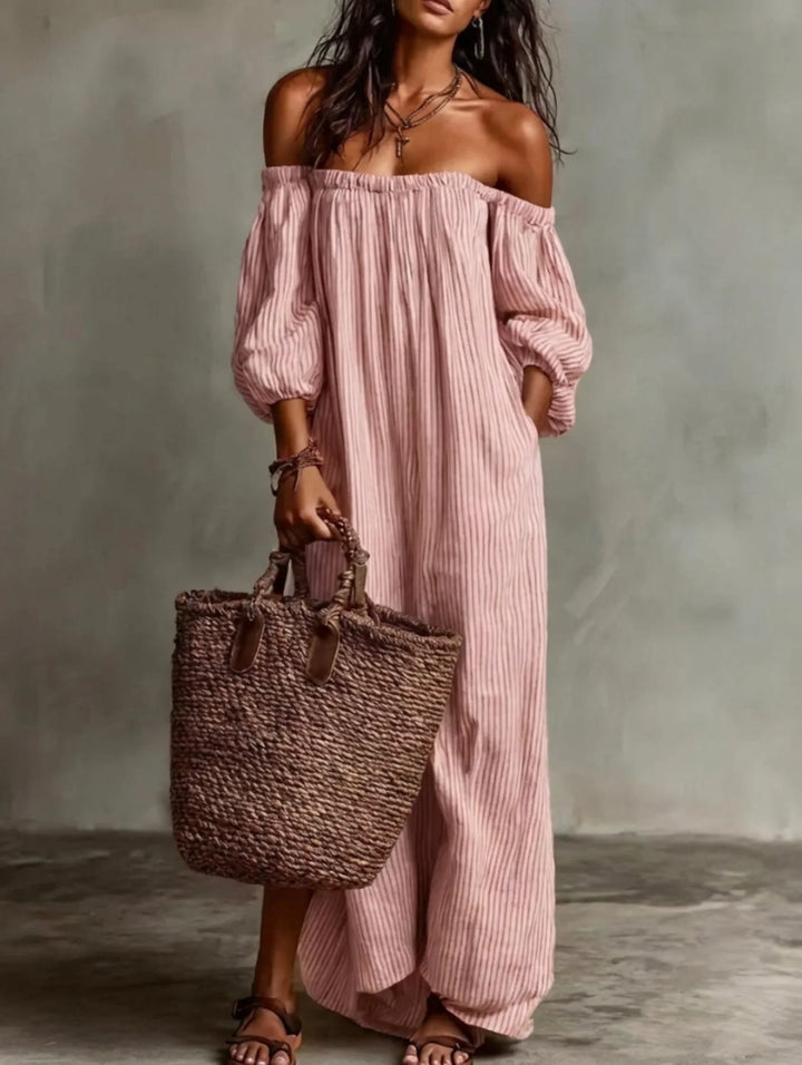 Elena | Long flowy dress with off-shoulder design