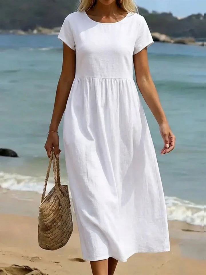 Gabriela™ | Midi fluid dress of timeless elegance
